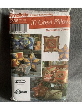 Simplicity Decorative Pillows Sewing Pattern 5538 Uncut